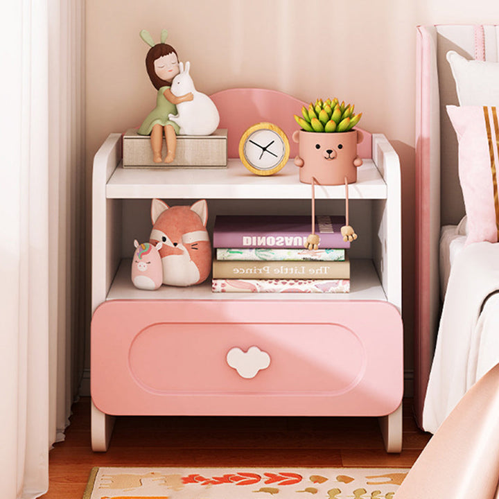 Contemporary Creative Children's Square MDF Nightstand 2-Drawers for Bedroom