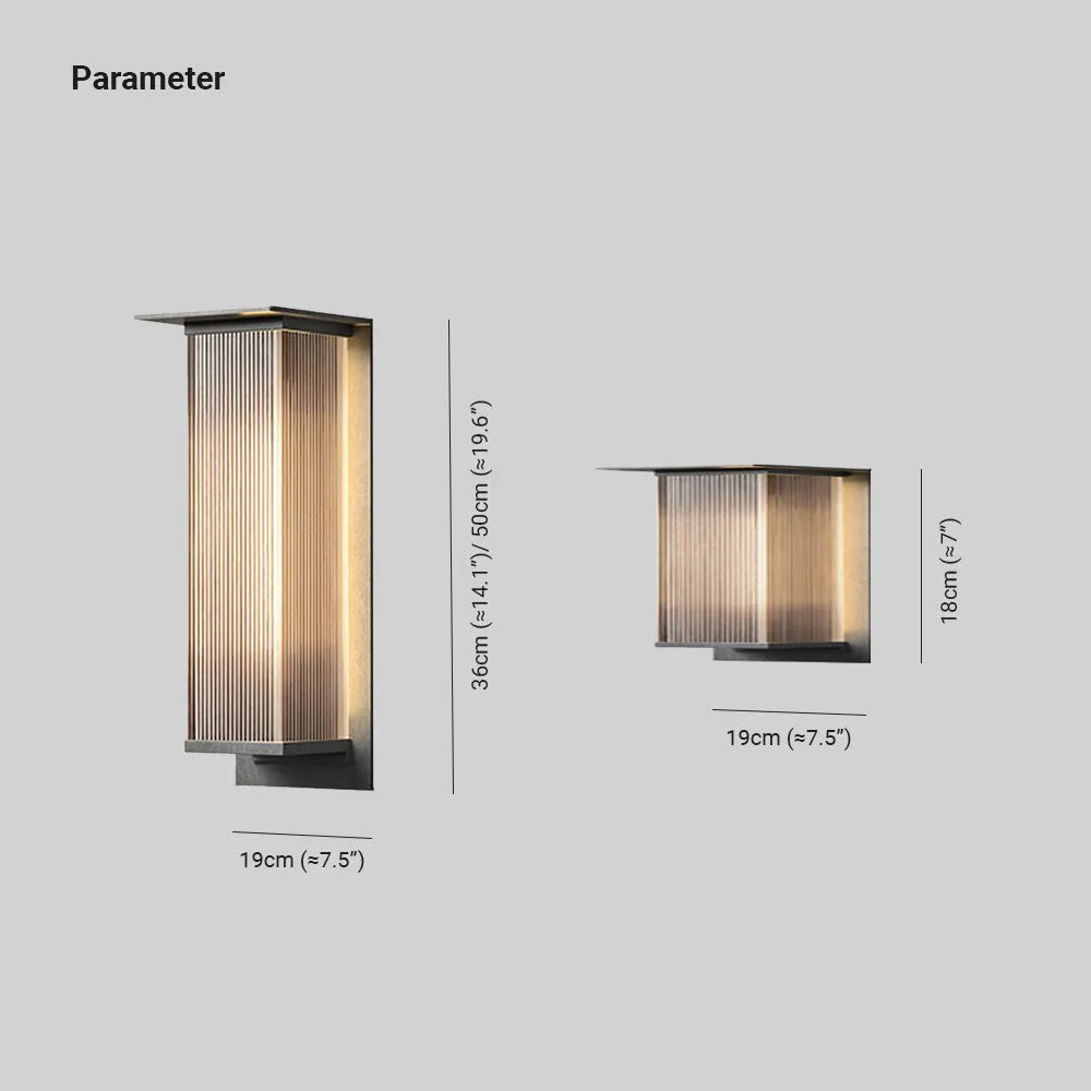 Ray Modern Rectangular Metal Outdoor Wall Lamp, Black