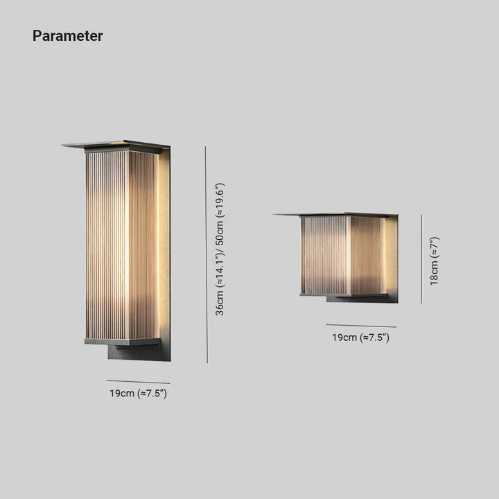 Ray Modern Rectangular Metal Outdoor Wall Lamp, Black