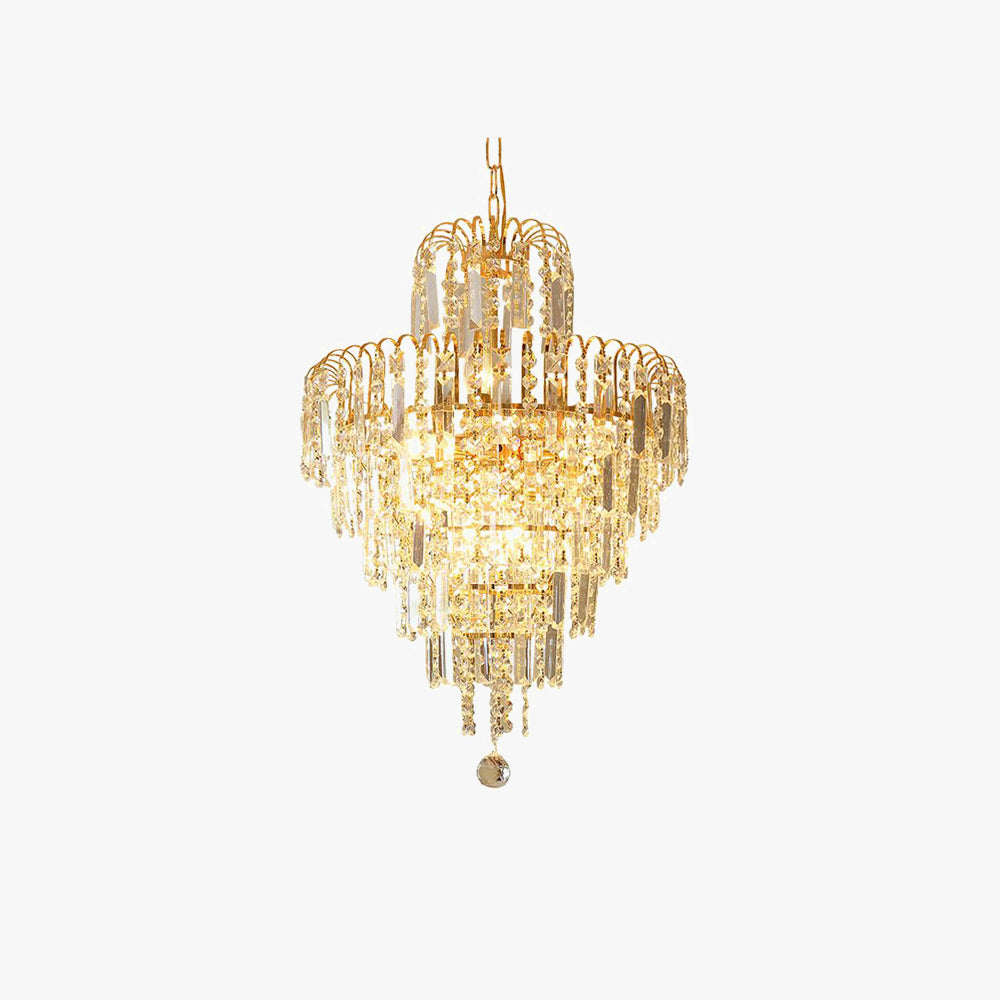 Kristy Luxe 5 Layer Tassel Crystal Gold Candle Holder