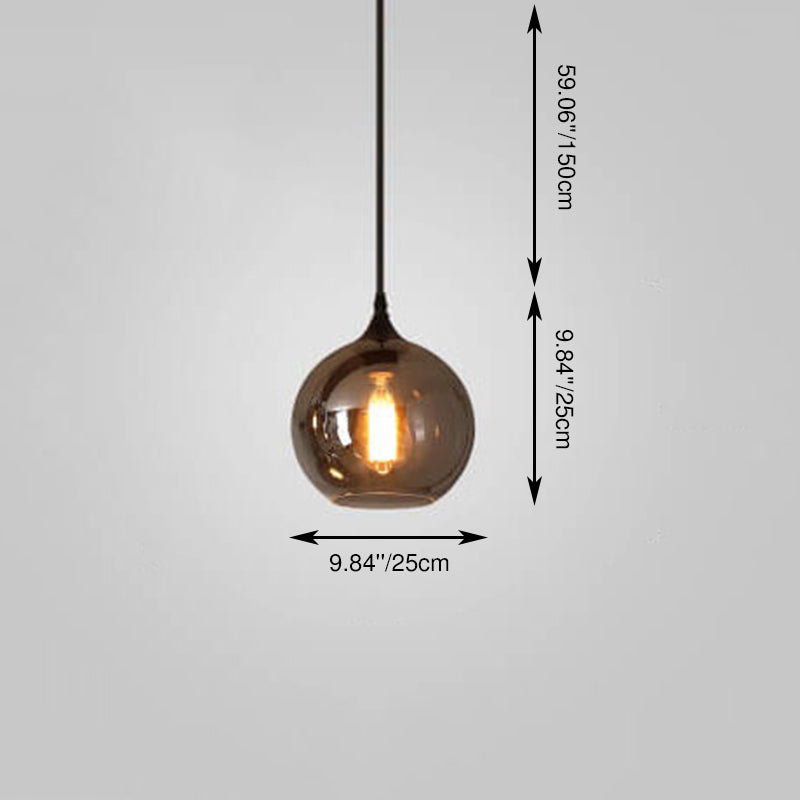Modern Smoke Gray Glass 1-Bulb LED Pendant Lamp