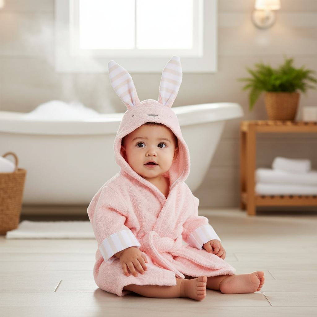 Hooded Baby Bath Towel with Animal Design - Soft Cotton Blend