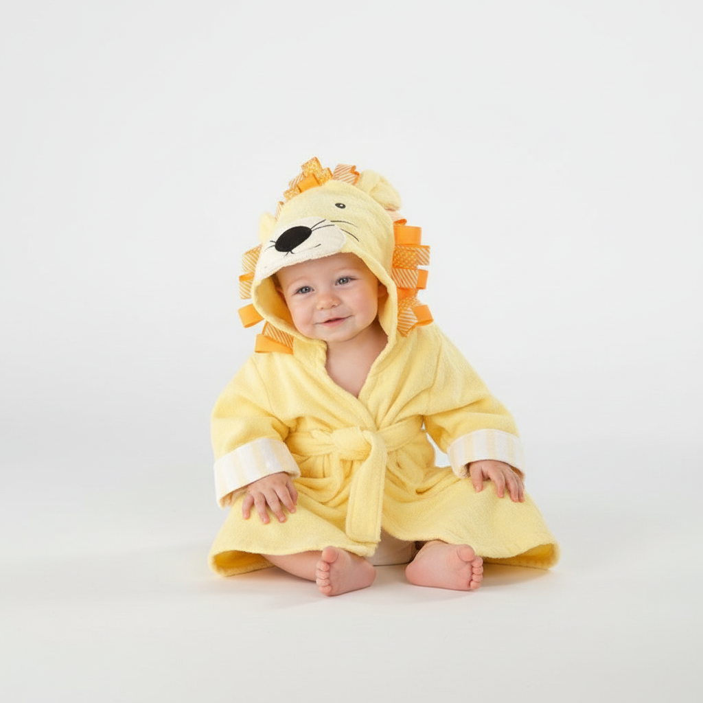 Hooded Baby Bath Towel with Animal Design - Soft Cotton Blend