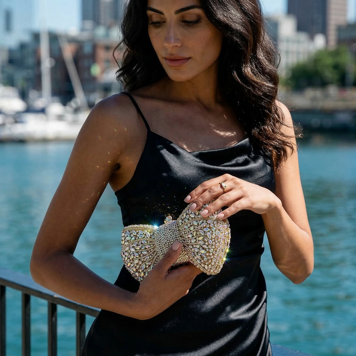 Bowie – Crystal Bow Evening Clutch Bag for Women