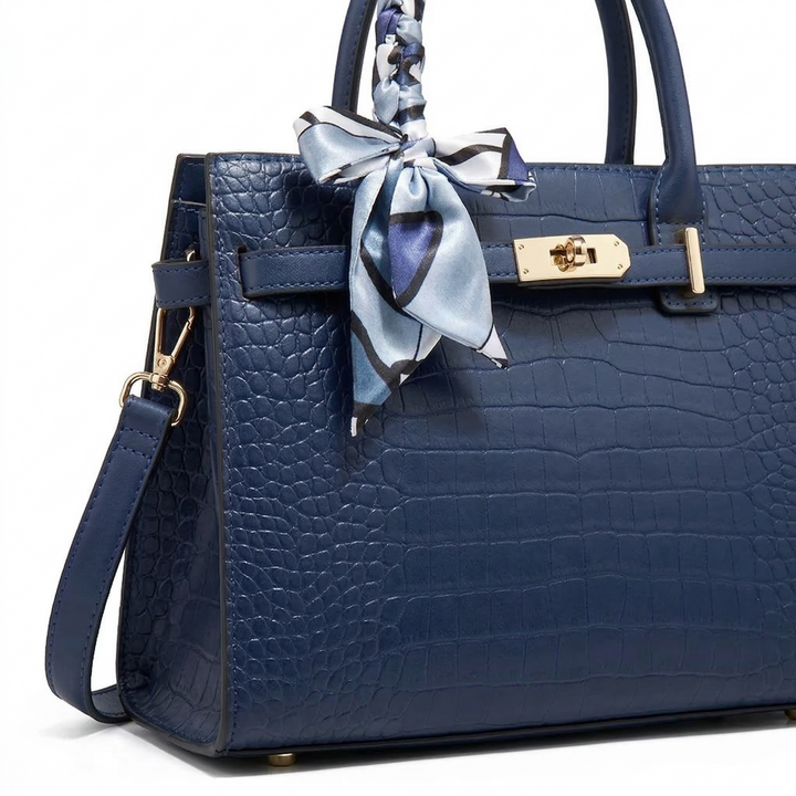 Cleo – Croc Embossed Top Handle Shoulder Bag