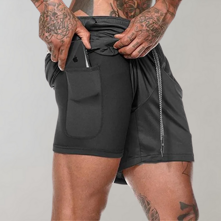 Elliot - 2-in-1 Fitness Men's Shorts