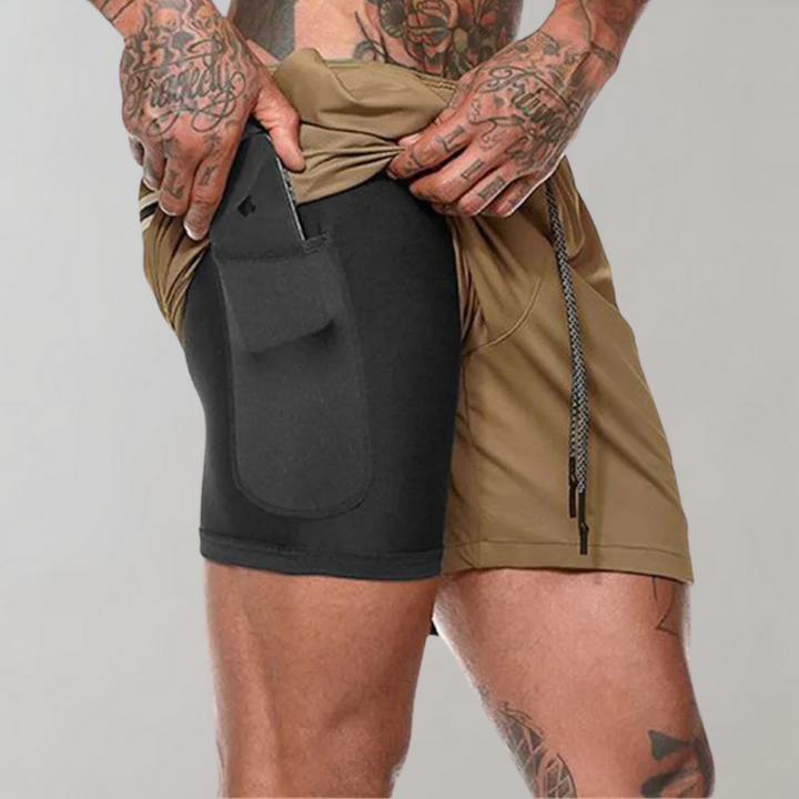 Elliot - 2-in-1 Fitness Men's Shorts