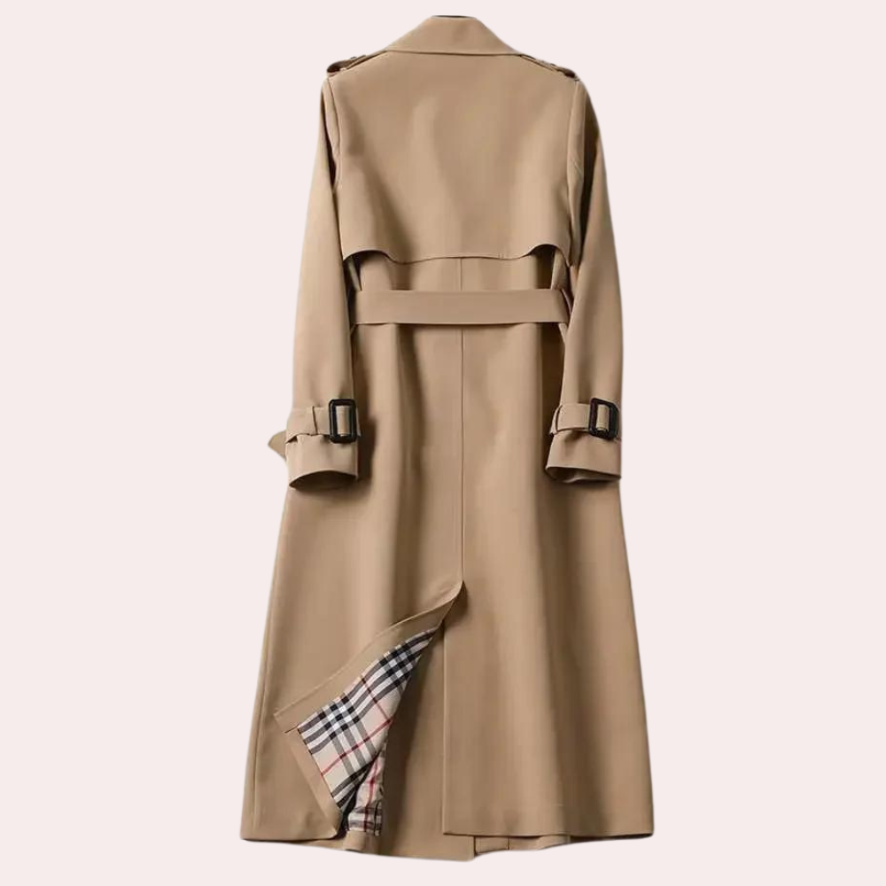 Women's Tailored Double Button Long Coat - Formal to Casual Wear