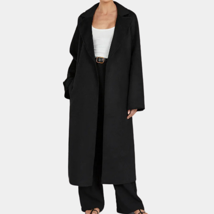 Women's Classic Belted Trench Coat - Oversized Fit for Formal and Casual Wear