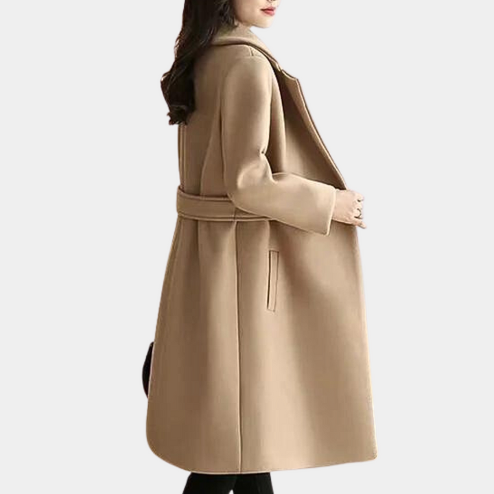 Women's Tailored Slim-Fit Belted Coat for Formal and Casual Wear