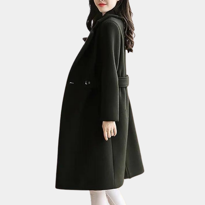 Women's Tailored Slim-Fit Belted Coat for Formal and Casual Wear