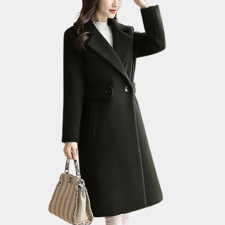 Women's Tailored Slim-Fit Belted Coat for Formal and Casual Wear