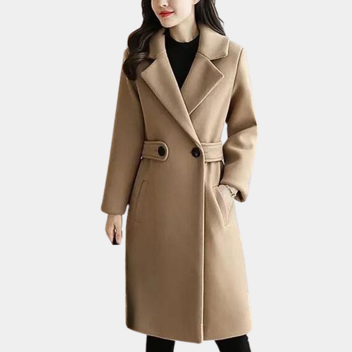 Women's Tailored Slim-Fit Belted Coat for Formal and Casual Wear