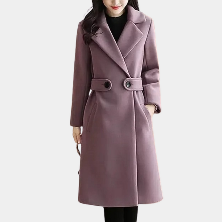 Women's Tailored Slim-Fit Belted Coat for Formal and Casual Wear