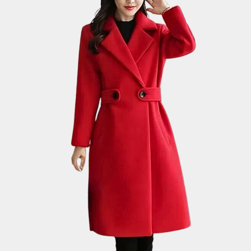 Women's Tailored Slim-Fit Belted Coat for Formal and Casual Wear
