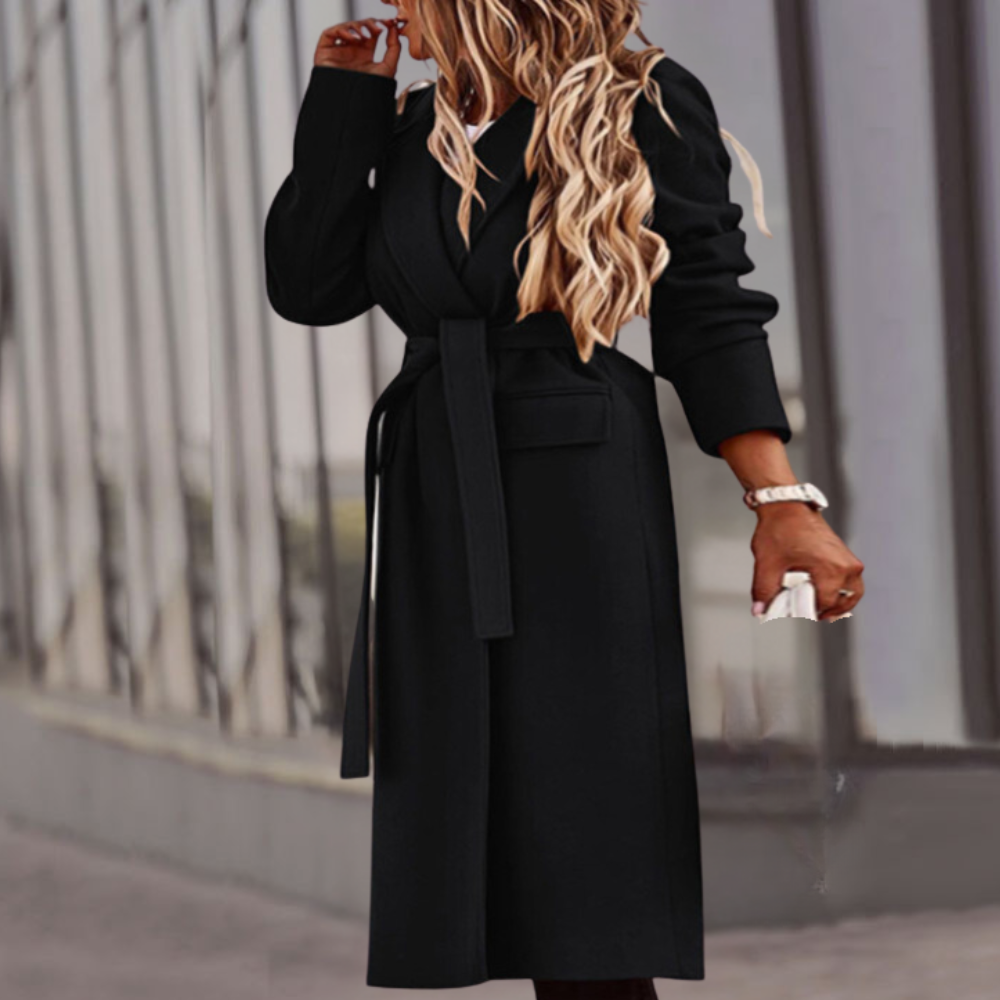 Women's Belted Waist Maxi Jacket - Casual to Formal Wear