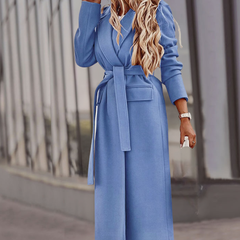 Women's Belted Waist Maxi Jacket - Casual to Formal Wear