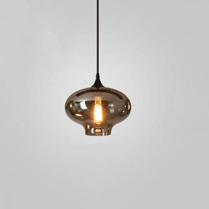 Modern Smoke Gray Glass 1-Bulb LED Pendant Lamp