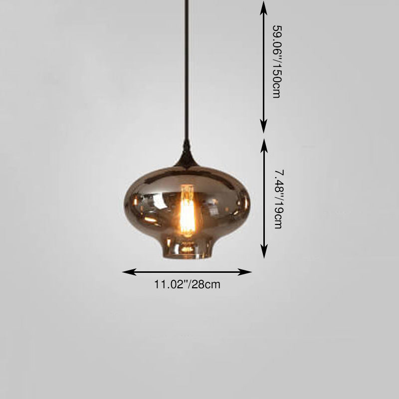 Modern Smoke Gray Glass 1-Bulb LED Pendant Lamp