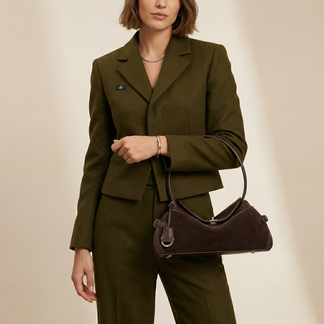 Calla – Genuine Leather Ring Handle Crossbody Shoulder Bag