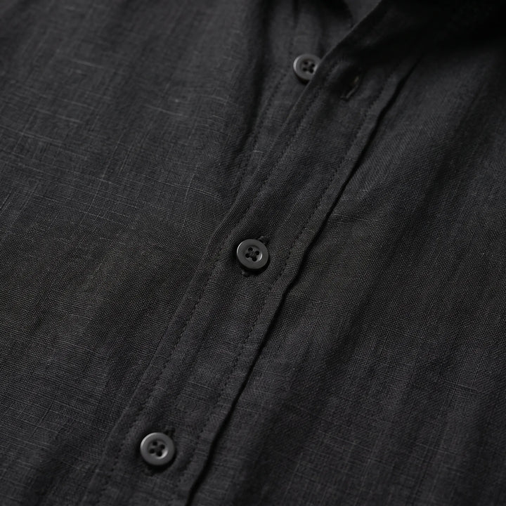 Breathable Cotton Linen Casual Shirt for Men - Long Sleeve Button Front