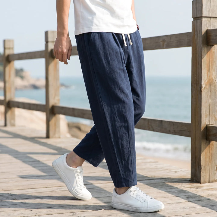 Relaxed Straight Leg Cotton Drawstring Pants - Comfortable Casual Bottoms