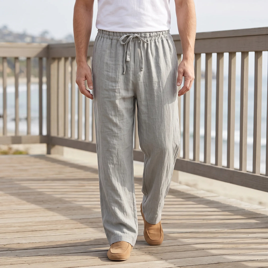 Breathable Straight-Leg Casual Pants with Elastic Waist