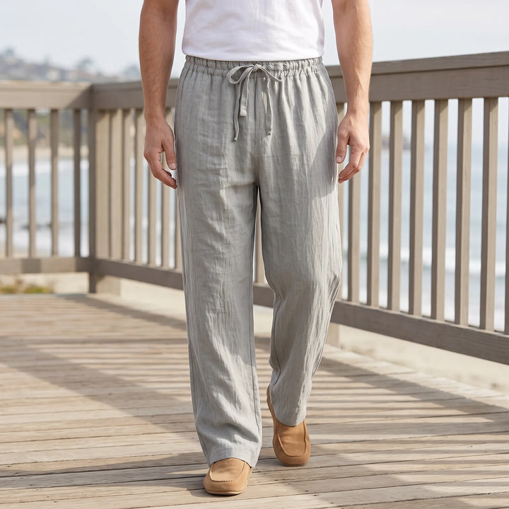 Breathable Straight-Leg Casual Pants with Elastic Waist