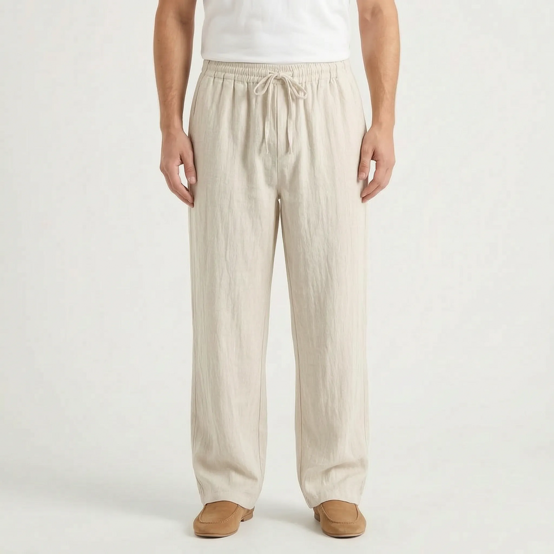 Breathable Straight-Leg Casual Pants with Elastic Waist