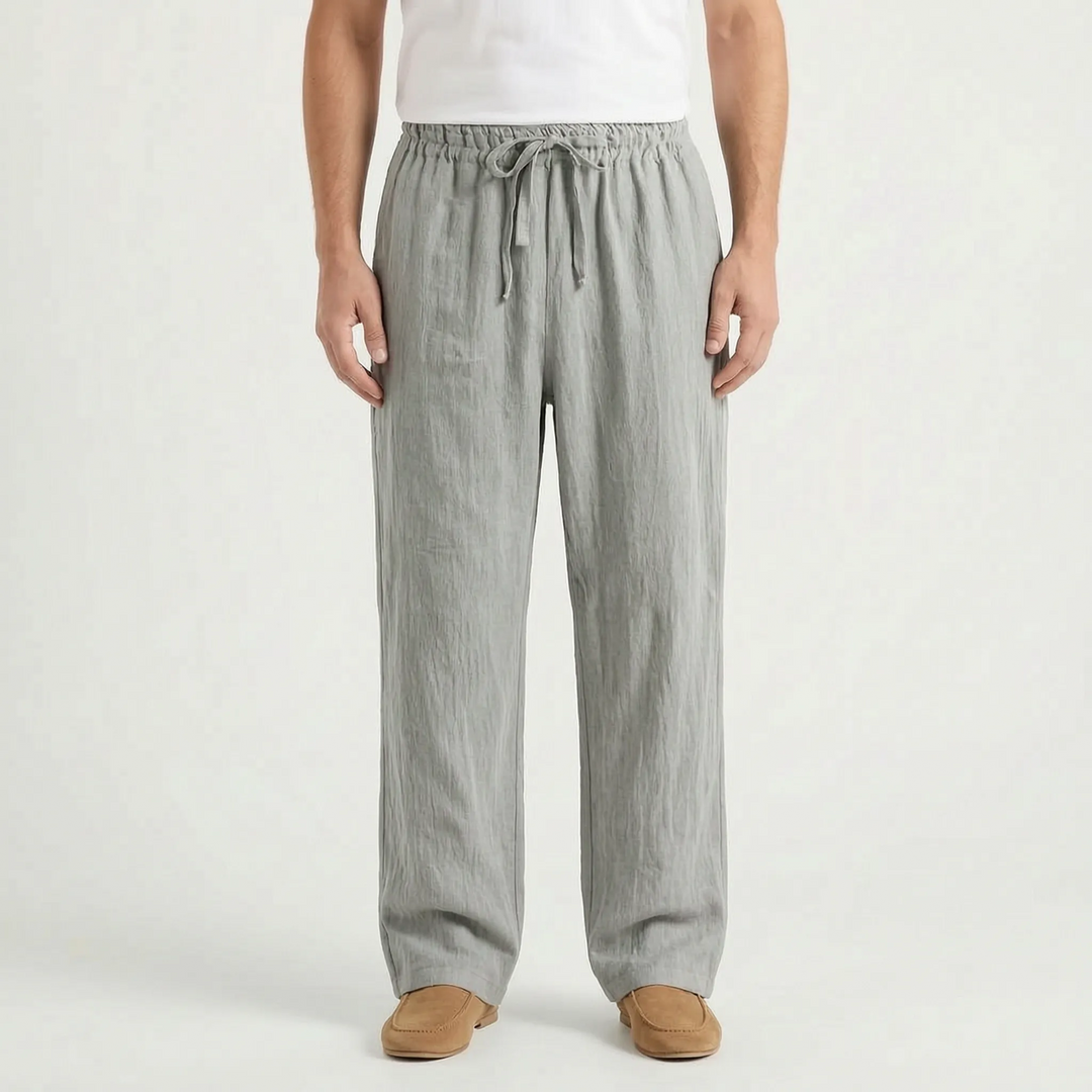 Breathable Straight-Leg Casual Pants with Elastic Waist