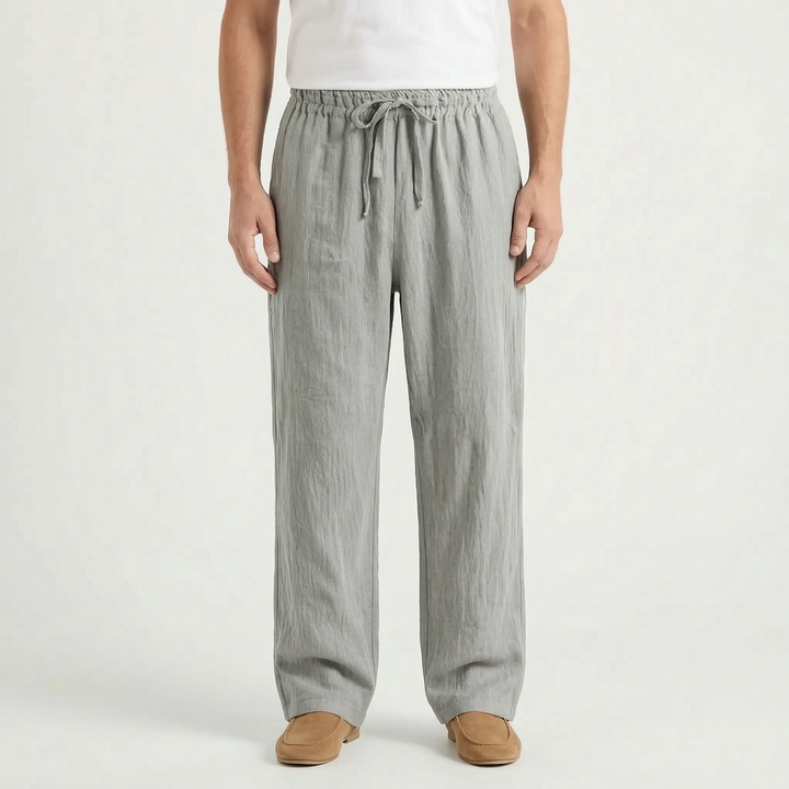 Breathable Straight-Leg Casual Pants with Elastic Waist