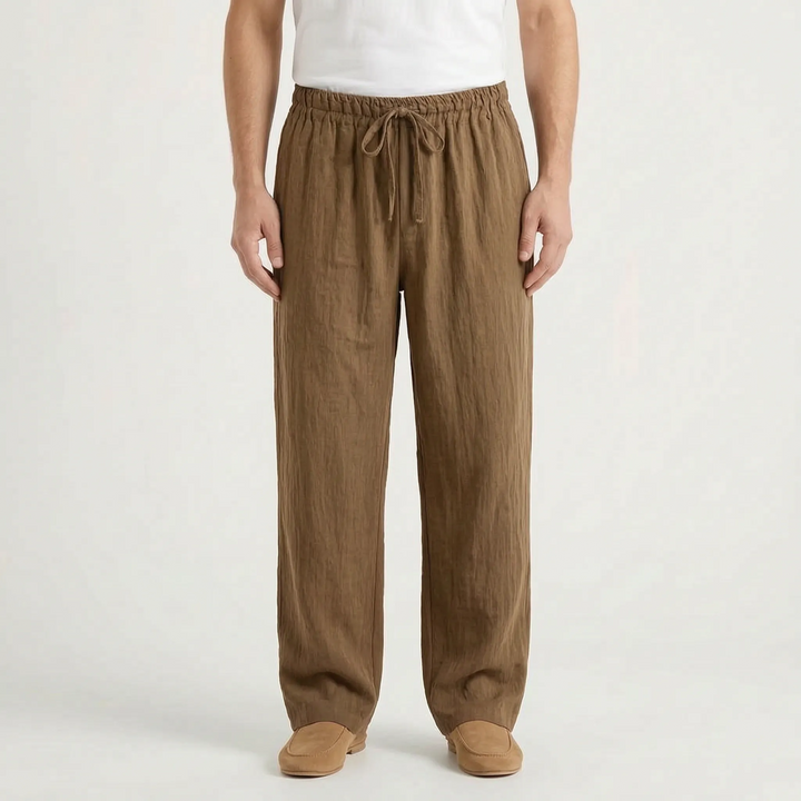Breathable Straight-Leg Casual Pants with Elastic Waist