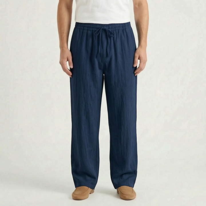 Breathable Straight-Leg Casual Pants with Elastic Waist