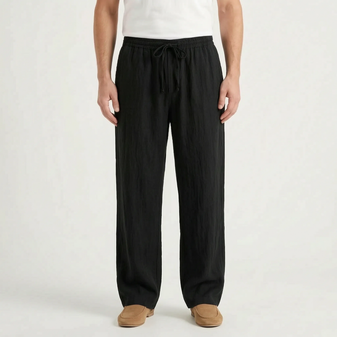 Breathable Straight-Leg Casual Pants with Elastic Waist