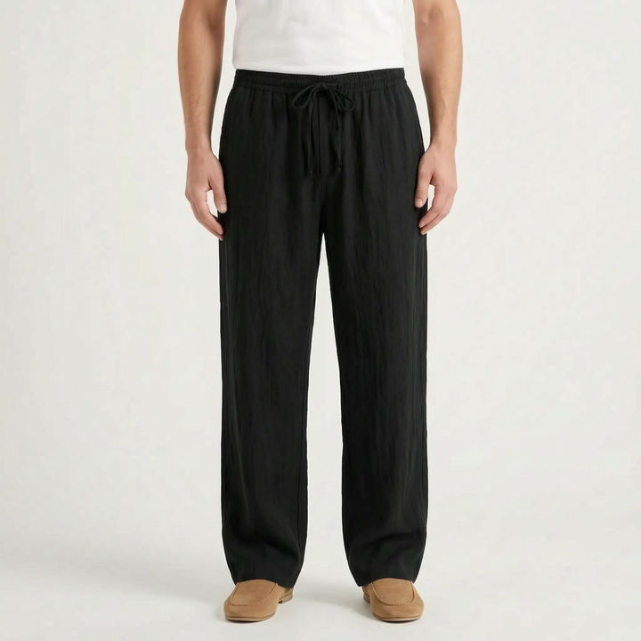 Breathable Straight-Leg Casual Pants with Elastic Waist