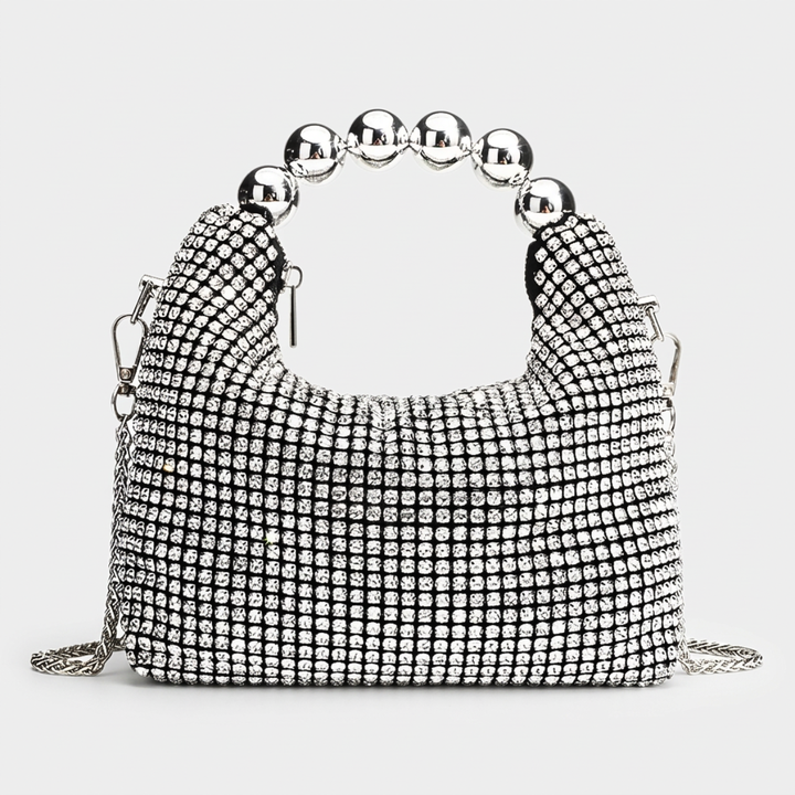 Celeste – Rhinestone Mini Clutch Bag with Bead Handle