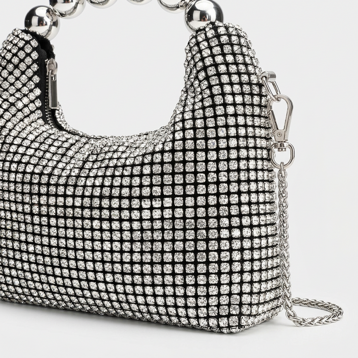 Celeste – Rhinestone Mini Clutch Bag with Bead Handle