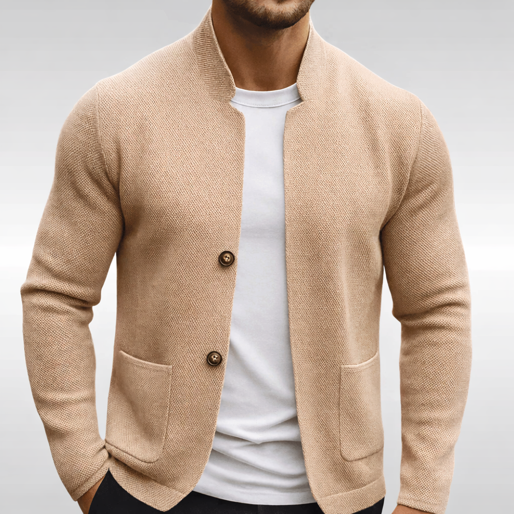 Leonard | Mens Textured Knit Zip-Cardigan — Relaxed Casual in 3 Colors M–3XL | Westmere