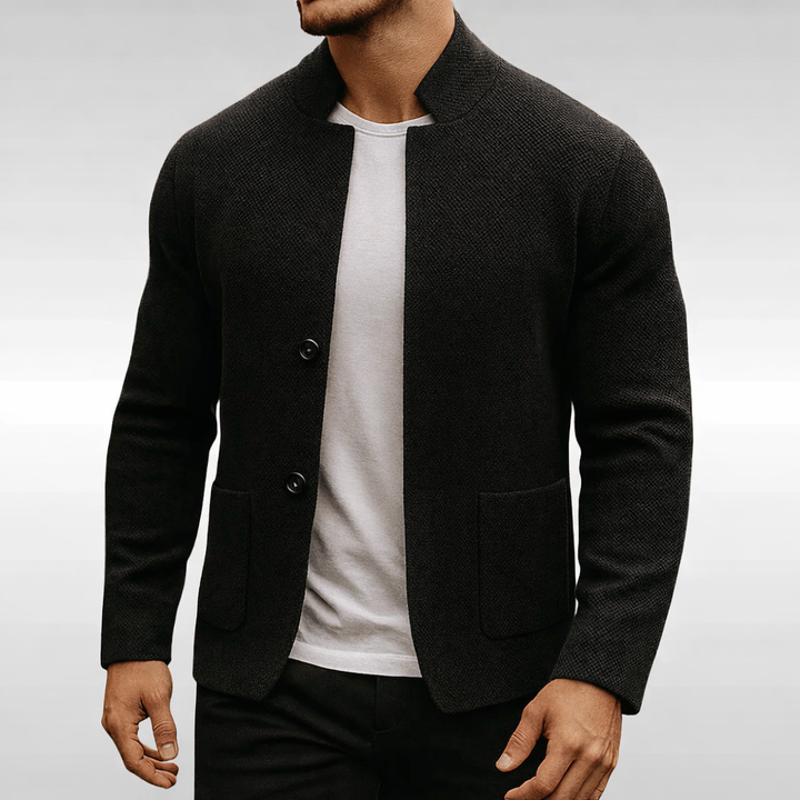 Leonard | Mens Textured Knit Zip-Cardigan — Relaxed Casual in 3 Colors M–3XL | Westmere