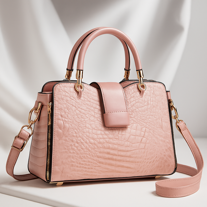 Aldora – Croc Embossed Top Handle Handbag for Women