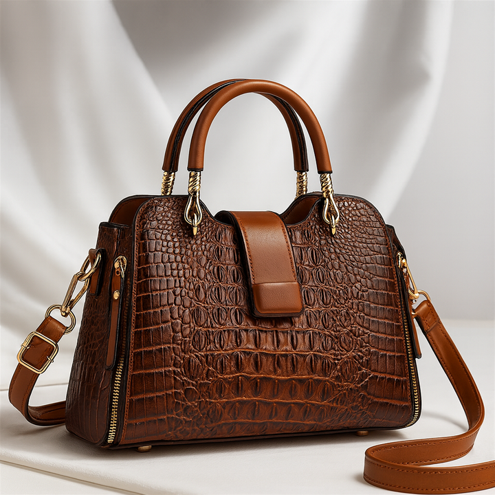 Aldora – Croc Embossed Top Handle Handbag for Women