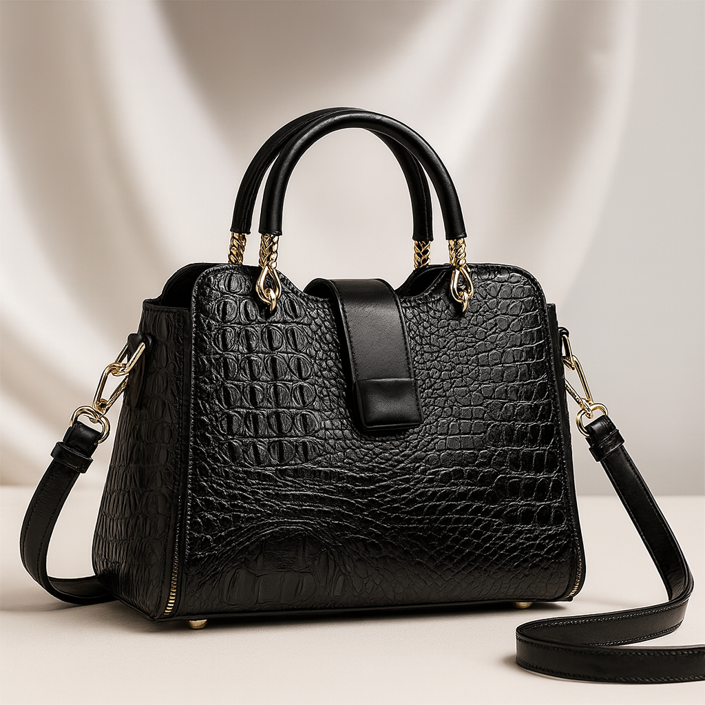 Aldora – Croc Embossed Top Handle Handbag for Women