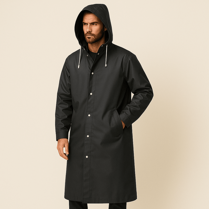 Calico | Men’s Raincoat – Long Waterproof Breathable Coat with Adjustable Hood