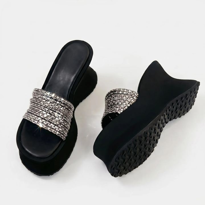 Bold Animal Print Chunky Platform Sandal with Curved Wedge Heel