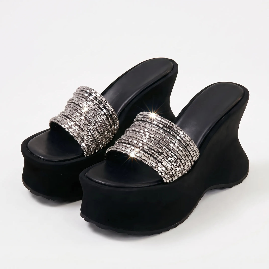 Bold Animal Print Chunky Platform Sandal with Curved Wedge Heel