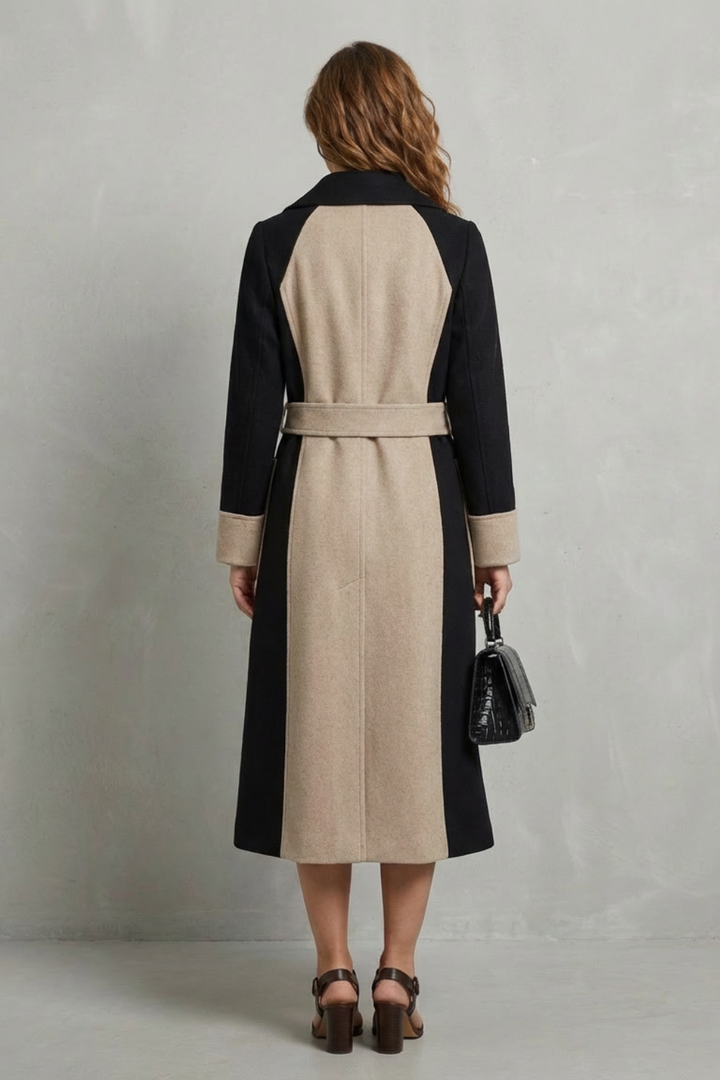 Classic Audrey Wool Blend Coat with Contrast Trim
