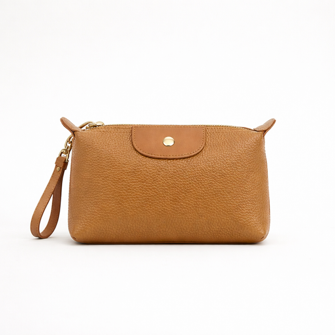 Cleo – Leather Wristlet Clutch, Small Zip Bag