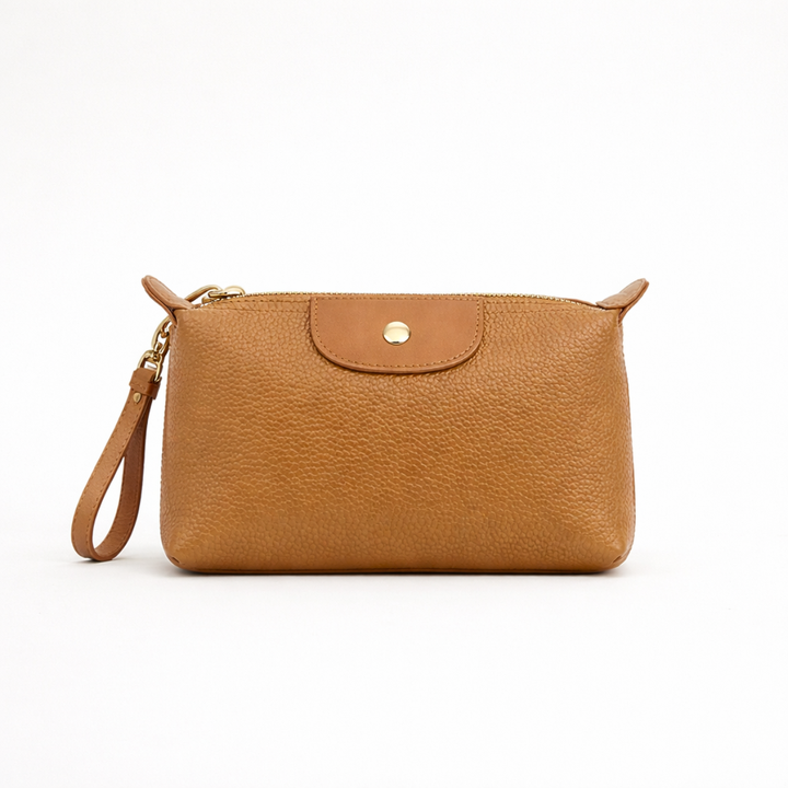 Cleo – Leather Wristlet Clutch, Small Zip Bag