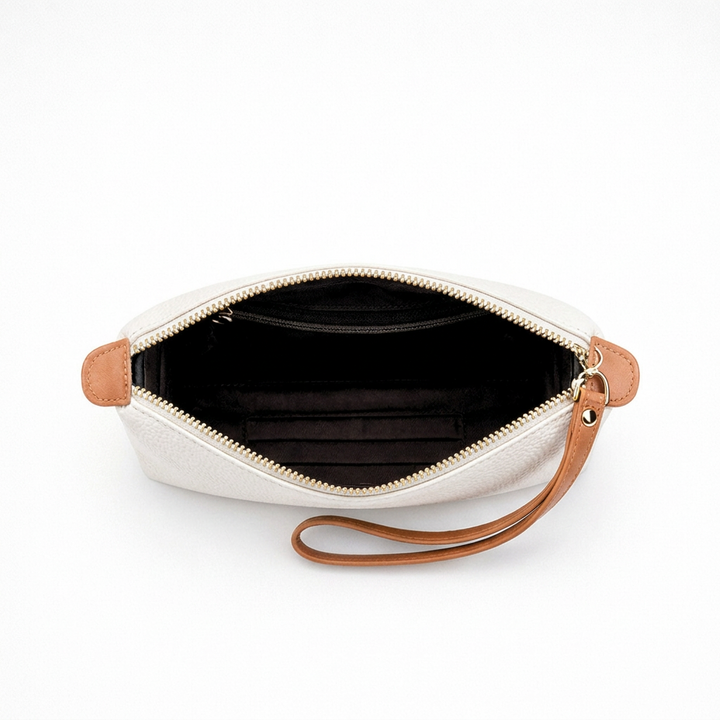 Cleo – Leather Wristlet Clutch, Small Zip Bag