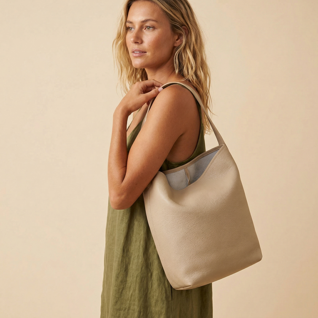 Cleo – Large Vegan Leather Bucket Tote Bag for Work & Everyday